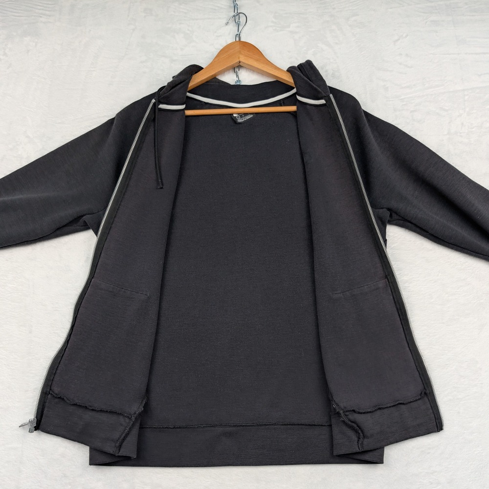 Nike Hoodie Men's L Black Slub Full Zip Fleece Raglan Small Logo Athleisure - Picture 5 of 9